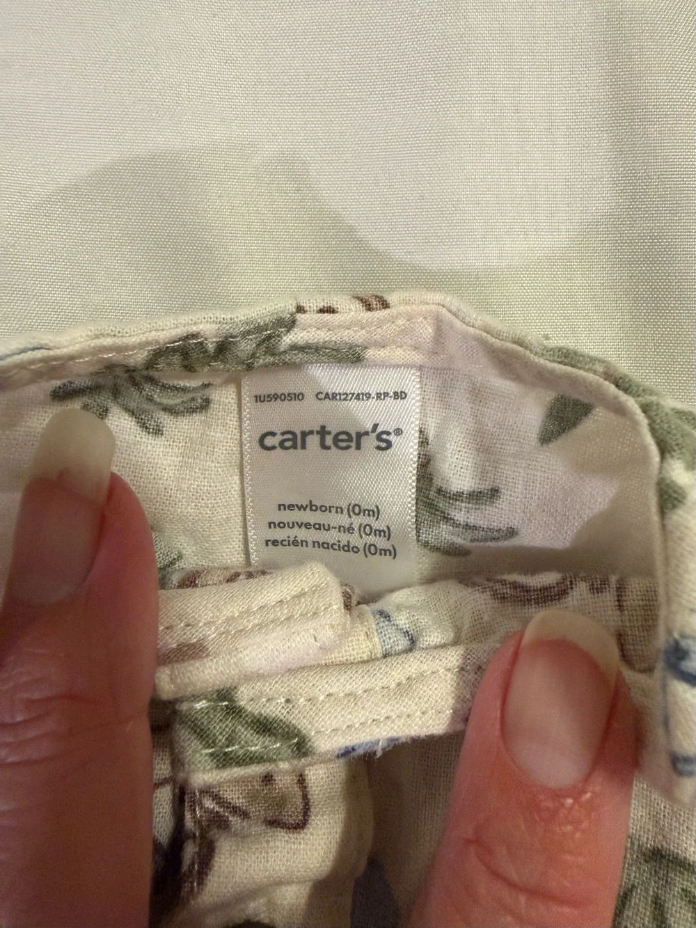 Newborn Cream Baby Romper with Safari Print